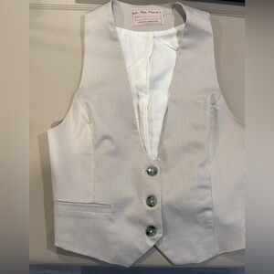 Free People Beige Vest with Silver Buttons